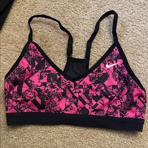 Women's Pink and Black Sports Bra